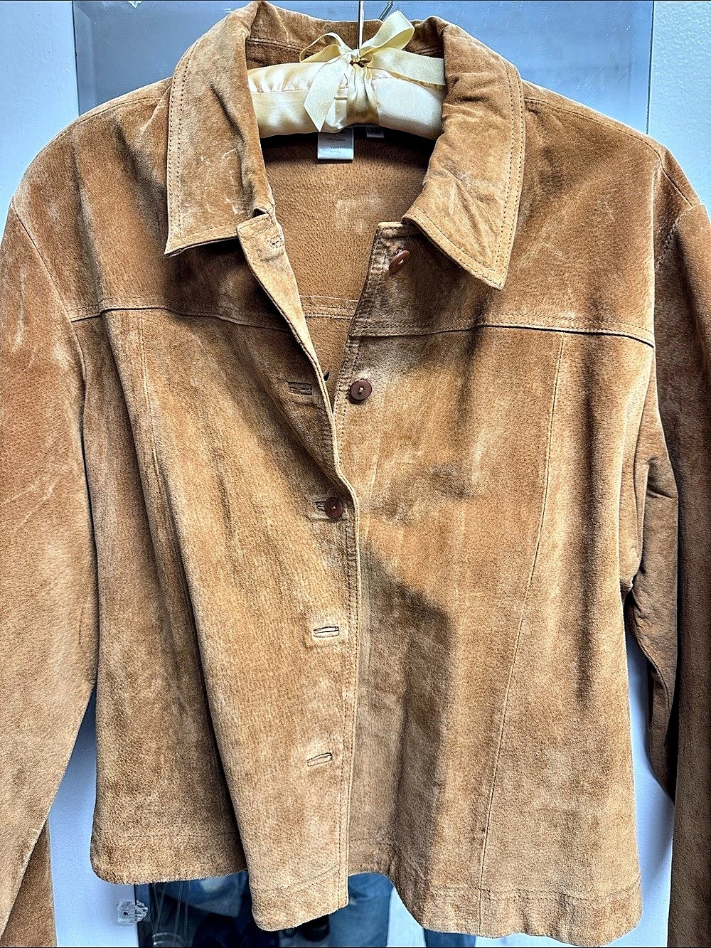 Coldwater Creek Cutout Embroidered Leather Jacket XL Like New